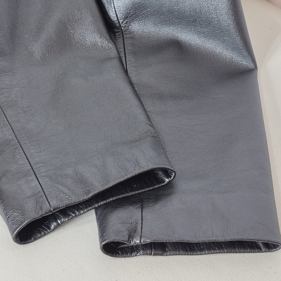 Apostrophe Womens Hidden Button-Front Black Leather Blazer Shirt Jacket - Size 8 - Picture 9 of 15